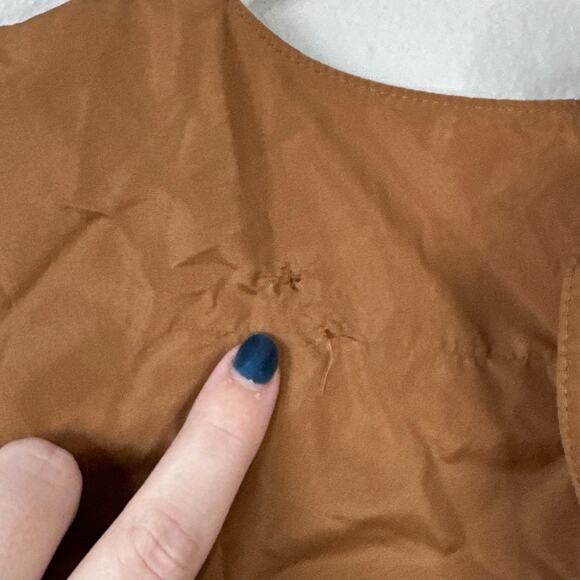 CINQ A SEPT Jackie Ruffle Trim Mini Dress Brown Tan Size Small Puff Sleeve - Picture 10 of 10